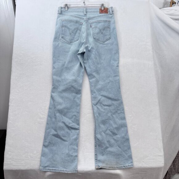 Levis Jeans Womens 32x33 Blue Light Wash Ribcage Boot Stretch High Rise - Picture 16 of 16